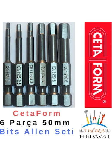 Cetaform 6 Adet X 5cm Takım Manyetik Bits Allen Alyan Matkap Ucu