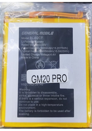 General Mobile Gm20 Pro Pil Batarya Bl-92Ct