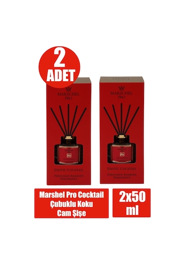 Marshel Pro Cocktail Çubuklu Koku Cam Şişe 50 Ml 2 Adet Cocon Serenite