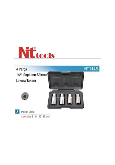 Nt Tools 4 Parça 1/2" Saplama Sökme Lokma Seti Nt1148