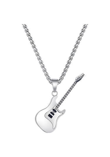 Relaxed Kişiselleştirilmiş Moda Avrupa Ve Amerikan Hip-hop Paslanmaz Çelik Gitar Kolye Titanyum Çelik Kolye-çelik Renk