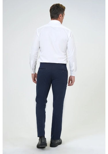 Slim Fit Bistre Erkek Kumaş Pantolon Lacivert