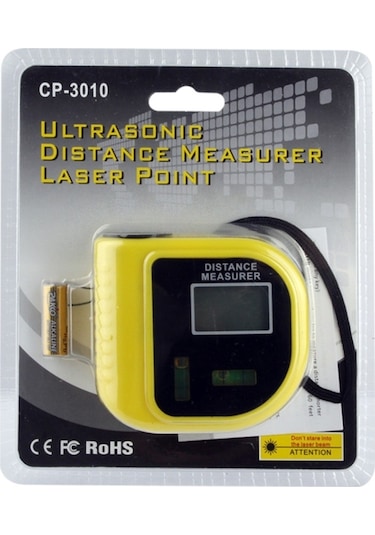 Butuglobal Cp-3010 0.5-18m Lazer İşaretleyicili Ultrasonik Mesafe Ölçer Sarı