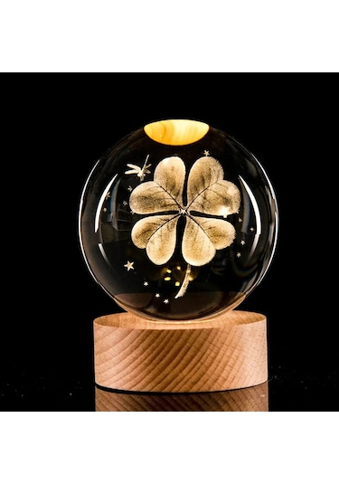 Larimar Işıklı Yonca Tasarımlı Cam Küre - 9020569938263lmr