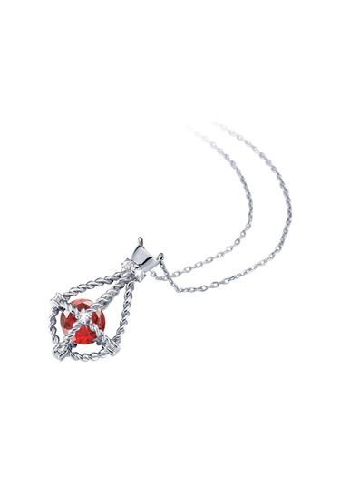 Pırlanta Lilarote Yakut Taşlı Gümüş  Kolye