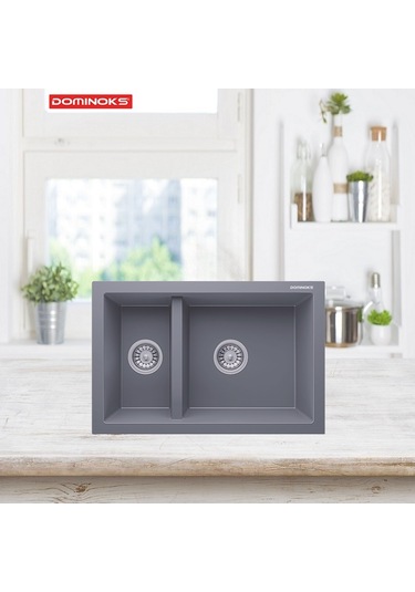 Dominoks Ren70 Gri 46 x 70 CM Tezgah Altı Granit Evye