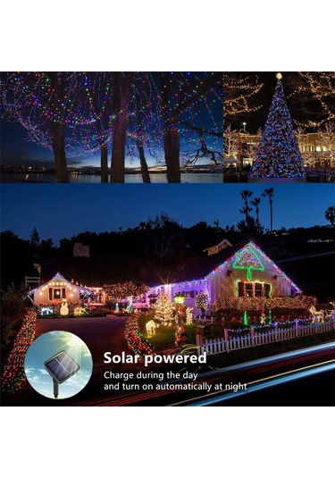 Padalink Güneş Enerjili Bahçe Işığı - 10m 100led Çok Renkli, Ip65 Su Geçirmez, 8 Modlu, 600mah Pil, Bahçe/patio/parti Dekorasyonu Gümüş