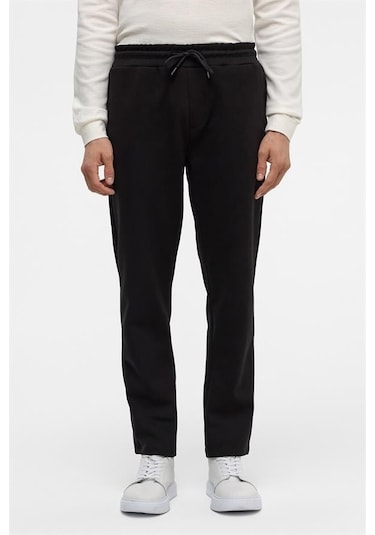 Süvari Siyah Regular Düz Jogger Pantolon Siyah