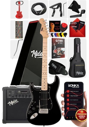 Midex Rph-31bk-25amp Solak Elektro Gitar 25w Amfili Full Set