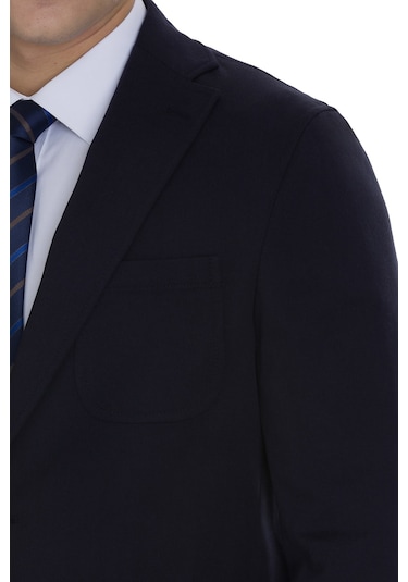 Lacivert Regular Fit Mono Yaka Pamuklu Takım Elbise 34353 Lacivert