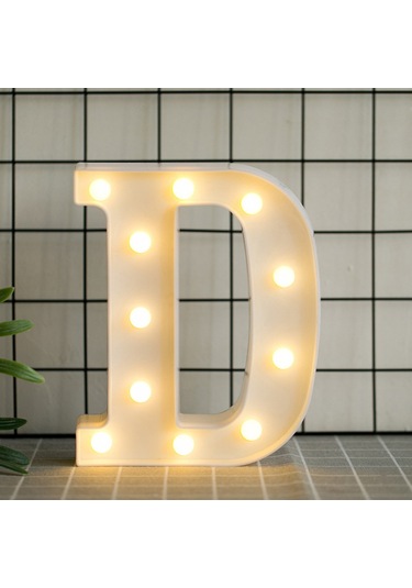 Mufunye Led Harf Lambası D - Pvc Isıtıcı Beyaz Işık, Ev Dekorasyonu, Özel Etkinlikler, Duvar Veya Masaüstü, Pil Gerektirir Pil Dahil Değil Diğer
