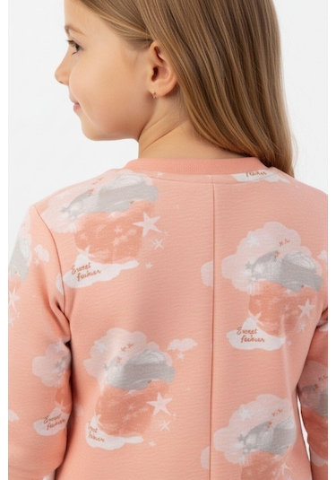 Kız Çocuk Elyaf Dolgulu Premium Kalite 2 Tog Desenli Uyku Tulumu Pudra