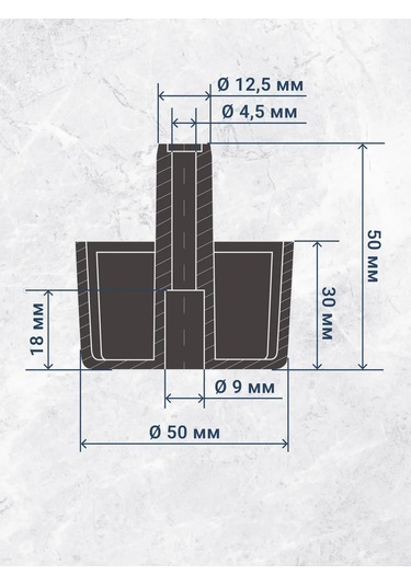 Smikov Şaftlı 4 Adet Mobilya Ayak Desteği 445442073 Siyah