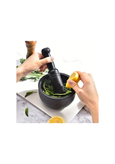 Fochsia 2 Adet Plastik Havan Ve Tokmak Seti - Baharatlar Ilaçlar Için Dayanıklı Kahverengi Mutfak Öğütücü