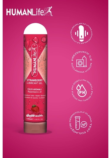 Humanlife Çilek Aromalı Kayganlaştırıcı Jel 3 x 125 ML