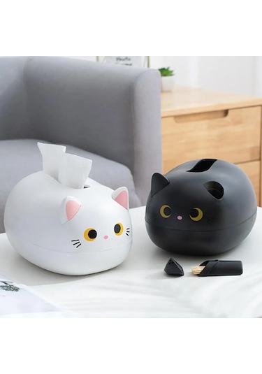 Sıyah-sevimli Kedi Doku Kutusu Masaüstü Tuvalet Kağıdı Tutucu Mutfak Peçete Saklama Kutusu Wc Kağıt Konteyner İskandinav Tarzı Ev Dekorasyon