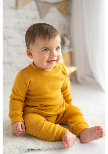 Gots Sertifikalı %100 Organik Pamuk İkili Takım 0 - 4 Yaş - 5547 - Camel