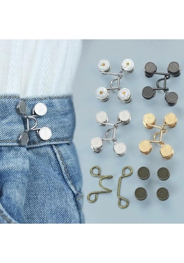 Tırnaksız Metal Kot Düğmesi Snaps Ayrılabilir Pantolon Klipleri Düğmeler Pimleri Dıy Bel Gergi Giyim Tokaları Dikiş Araçları 1 Pair Silver