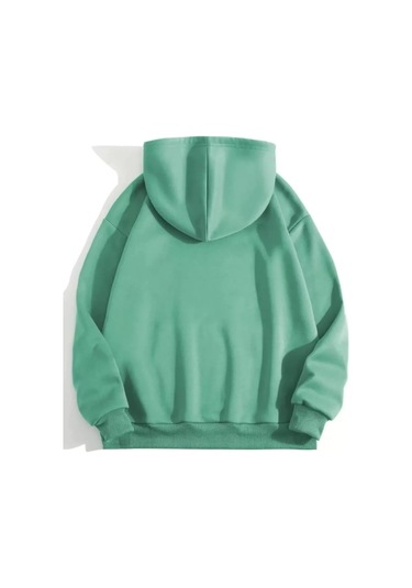 Erkek Düz Kapüşonlu Sweat - Mint Yeşili renkli Çok Renkli