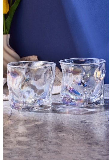 Piero Luster 2'li Kristal Cam Bardak 200 Ml Luster Çok Renkli