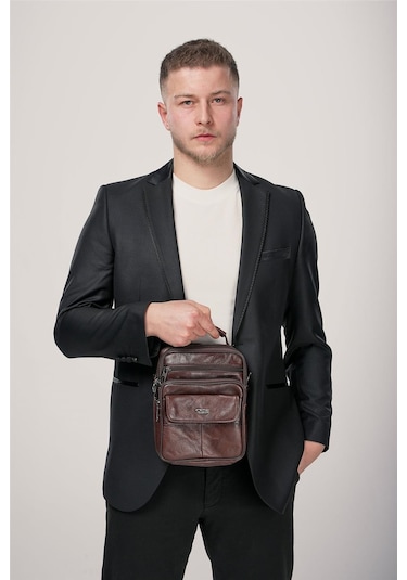 Ççs 31622 Hakiki Deri Askılı Çanta Kahve