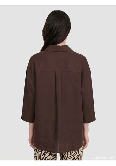 Lc Waikiki Kahverengi Oversize Kadın Gömlek