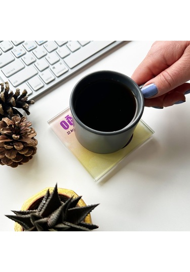 Decorita Cam Bardak Altlığı Burçlar - Oğlak Burcu 4'lü Takım Çok Renkli