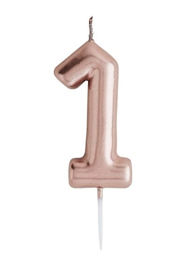 1 Yaş Rose Gold Rakam Mum 1