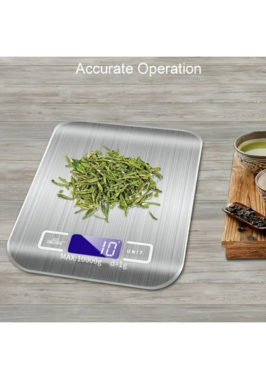 10 Kg 1g Taşınabilir Mutfak Terazisi Elektrikli Dijital Gıda Gümüş