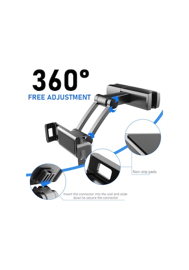 Cbtx Pb-48 Universal Araç Kafalık Arka Koltuk Montaj Telefon Tutucu 5-12.9 Inç Tablet Telefon Braketi