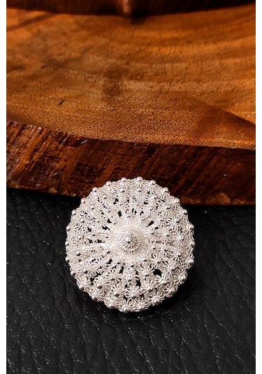 Bereket Modeli El İşi Telkari Gümüş Broş Bayan Yaka İğnesi Brs-14 Gümüş