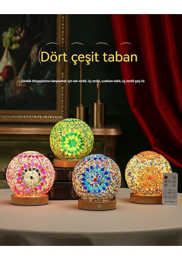 Relaxed Gece Lambası Yaratıcı Şarj Masa Lambası Dekoratif Cam Lamba- Normal Usb Plug-in Sıcak Renk Amfiz-13 Siyah