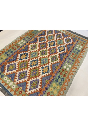 El Dokuma Afgan Kilim 100% Yün Harıka Desenlı Kök Boya Yeni Model Çok Renkli