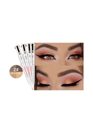 Gajeena 4 Renkli Döner Kalemli Kaş Kalemi - 02 Orta Ton, Plastik Gövde, Pratik Kullanım