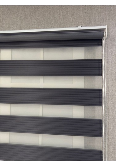 Donatti Zebra Stor Geniş Plise Güneşlik Perde Antrasit Gri Antrasit Gri