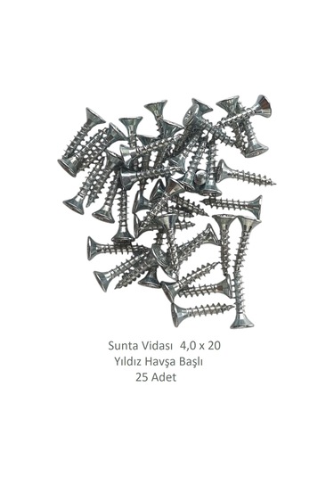 Adilon Sunta Vidası, 4,0 X 20 Mm, 25 Adet, Yhb Vida 4 x 20