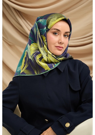 Silk Home Twill İpek Eşarp 11480-81 Morcivert, Butter Yellow, Asit