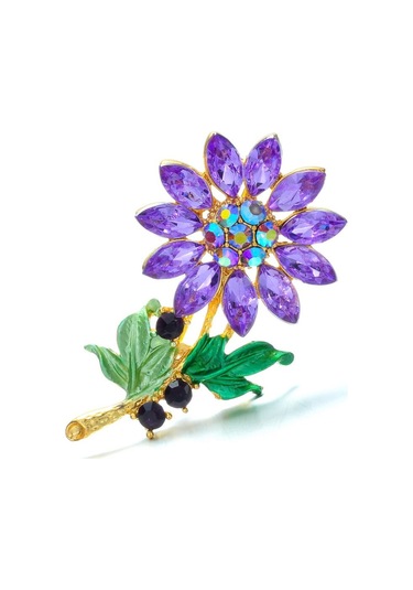 Waves And Pebbles Mor Çiçek Broş Mor