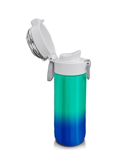 Coral High Kids Yeşil Saks Renk Geçişli Pipetli Ve Direkt İçim Çelik Termos 500 Ml 31839 Yeşil - Mavi