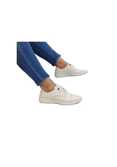 Voyager 9523 Beyaz Hakiki Deri Bayan Ayakkabı Beyaz