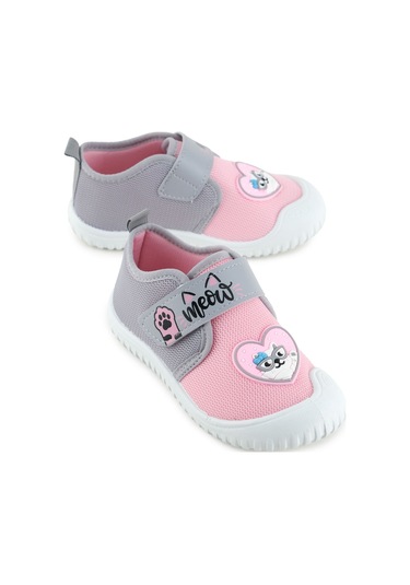 Gezer Yazlık Kız Çocuk Rahat Taban Cırt Cırtlı Ayarlanabilir Keten Günlük Ayakkabı Pembe-gri Pembe - Gri