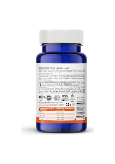 Vet's Plus C Vitamin Kedi ve Köpekler İçin Vitamin Tablet 75'li