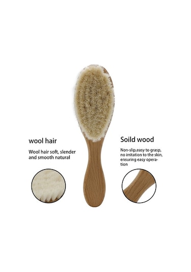 Flybuy Yumuşak Doğal Bebek Saç Fırçası, Mufunye Masaj Malzemeli, Mükemmel Bakım - Gh