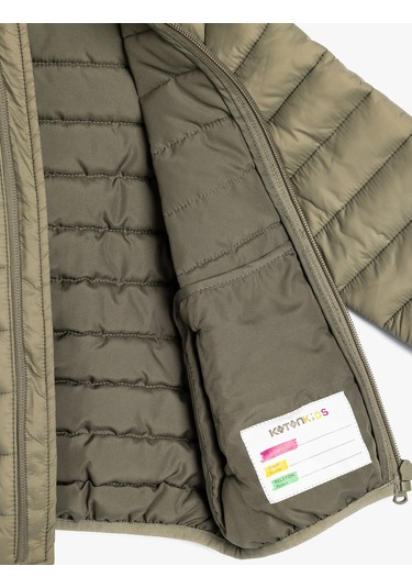 Koton Şişme Mont Kapşonlu Cepli Fermuarlı Ada Çayı 5wmb20009tw Açık Yeşil