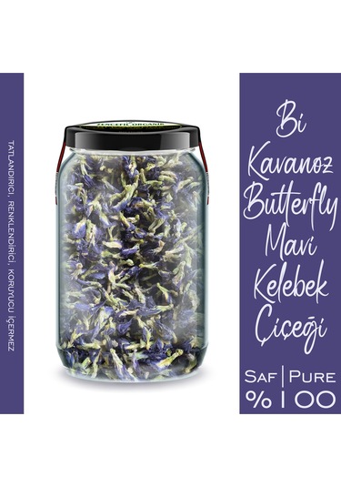 Mavi Kelebek Çiçeği Kurusu Bi Kavanoz 660 Cc. Cam Kavanoz Blue Butterfly Mavi Kelebek Çayı Sarmaşığı