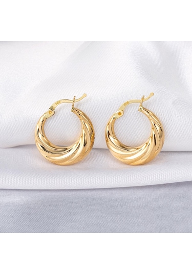 Taşsız 14 Ayar Altın Halka Küpe DLM119