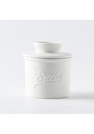 Pazly Fransız Tereyağı Seramik Güveç, Kapaklı Tereyağı Kavanozu, Yumuşak Tereyağı Saklama Kavanozu, Cam Göbeği Tasarımı, Minimalist Mutfak Aksesuarı Cam Göbeği
