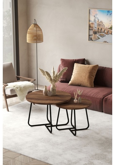 Üsküp Orta Sehpa Takımı Siyah Metal - Barok Tabla