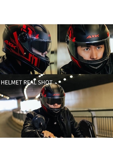 Pazly Tam Yüz Motosiklet Kaskı - Abs, Çift Vizör, Boyun Atkı, Toz Torbası, Kırmızı/mavi/turuncu, 550-620 Mm