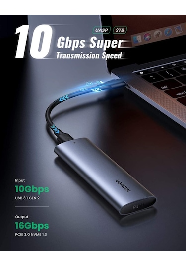 Ugreen M.2 Nvme Ssd Disk Kutusu Adaptörü. Alüminyum 10 Gbp
